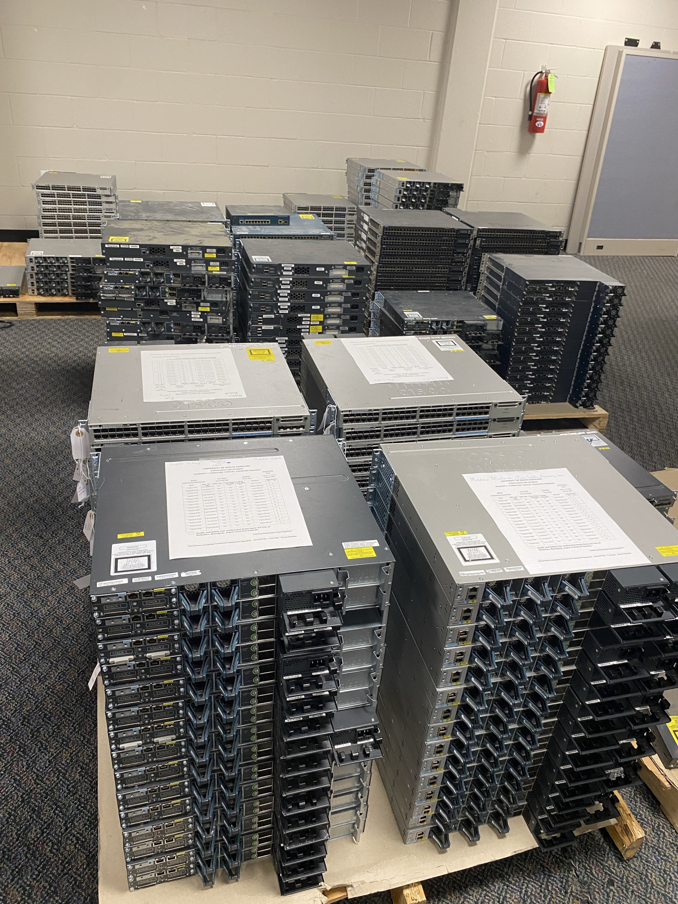 Stacks of Cisco Switches
